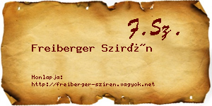 Freiberger Szirén névjegykártya